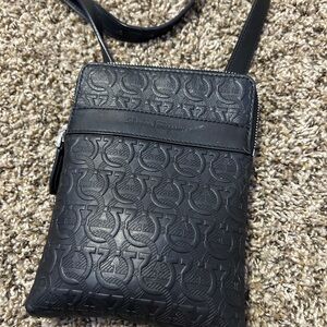 Salvatore Ferragamo Black Embossed Shoulder Bag